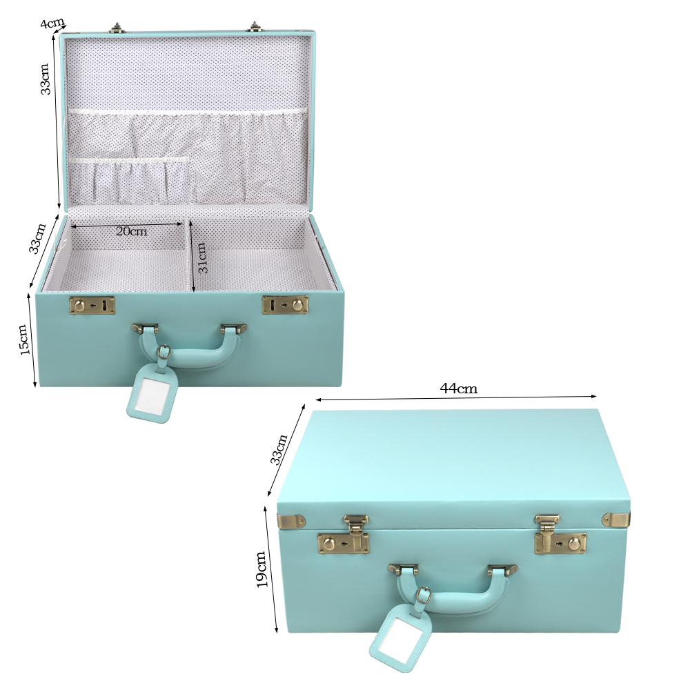Travel Customized PU Leather Storage Case Creative Suitcase Suitcase with Lock PU Leather Trunk Women Luggage Case White