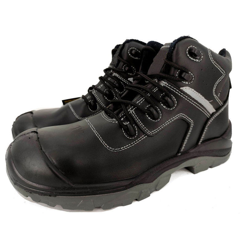 industrial leather working shoes construction boots mining shoes with fiberglassl toecap high level with genuine leather