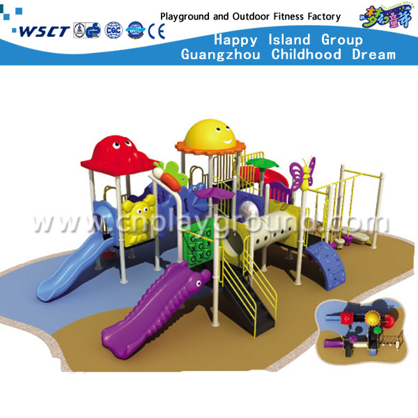 Quadratischer Multifunktions-Kindertierkarikatur-Schule-Spielplatz aus verzinktem Stahl im Freien(M11-01502)