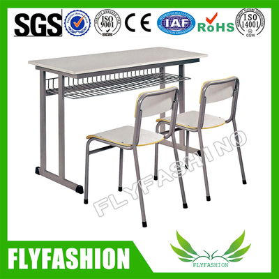 School classroom furniture adjustable double student desk with chair(SF-16D)