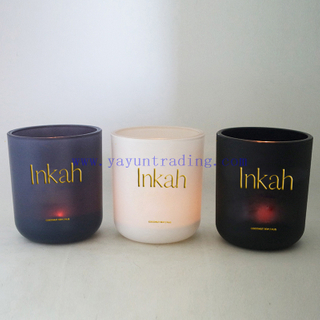 Gift & Craft Use And Recyclable Feature Custom Print Logo Glass Candle Holder Set