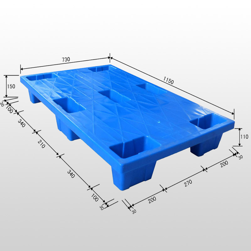  L1150 * W730 * H150 pallet de plástico con 7 pies, plataforma cerrada