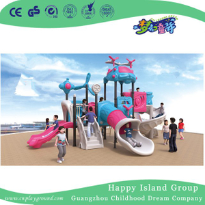 Neuer blauer und rosafarbener moderner Kinderluftschiff-Spielplatz im Freien aus verzinktem Stahl zum Verkauf (HG-10501)