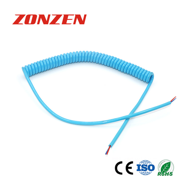 T Type Spring Coiled Retractable Cable With Two Open Ends