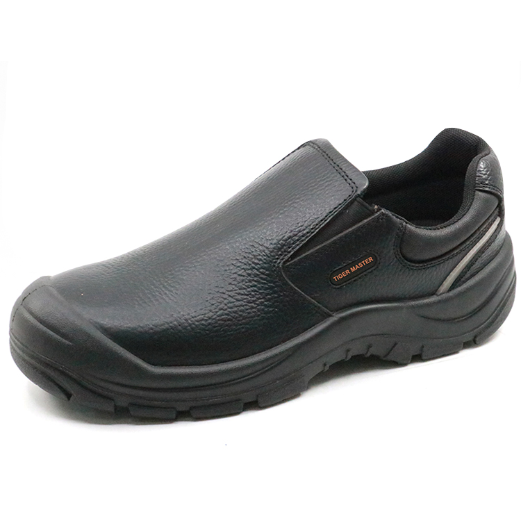 Black water proof leather steel toe industrial safety shoes without