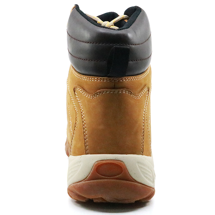 Yellow nubuck leather cemented safety boots with steel toe cap