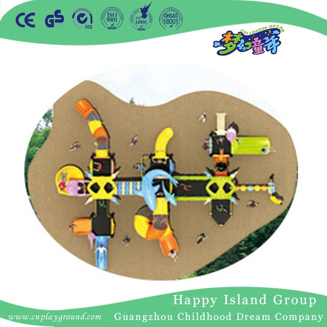 海洋动物儿童镀锌钢游乐场带双层圆柱滑梯 (HG-9802) 