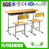 Wood School Furniture Double Study Desk with Chair (SF-02D)