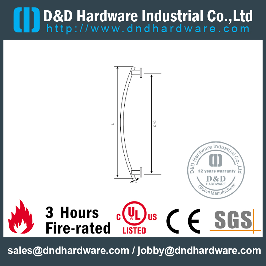 Aço inoxidável 304 Mitred Pull Handle para porta de vidro de entrada dupla-DDPH046