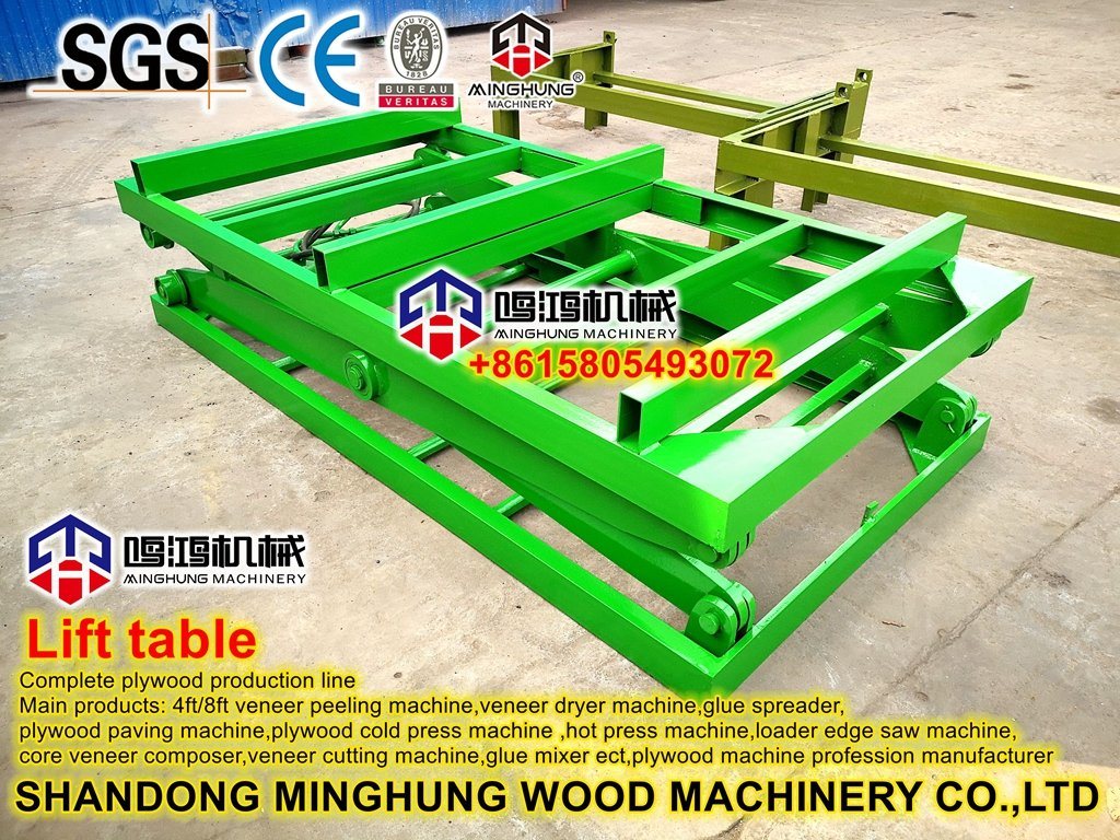 Hydraulic-lift-table-dengan-roller-conveyor-for-plywood-lapis