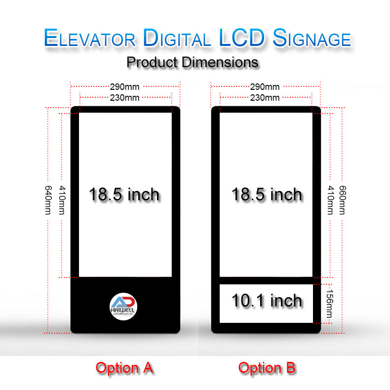 Écran multimédia LCD d'ascenseur de 18,5 pouces