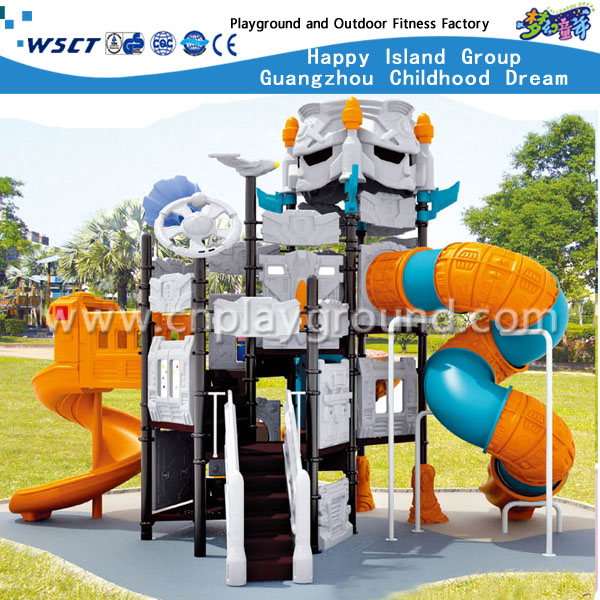 Gut verkaufender Kinderroboter im Freien galvanisierter Stahlspielplatz mit Plastikdia-Ausrüstung (HA-06401) 