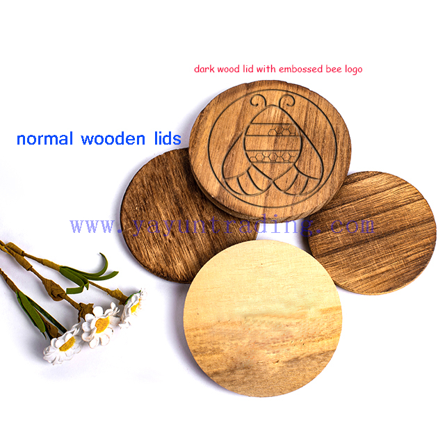wooden lid with embossed logo