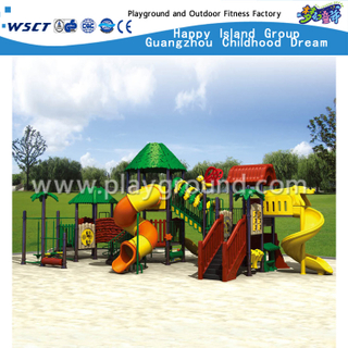Grüne Runde verlassen Dächer Baum Haus Slide Spielplätze für Kinder (HA-04001)