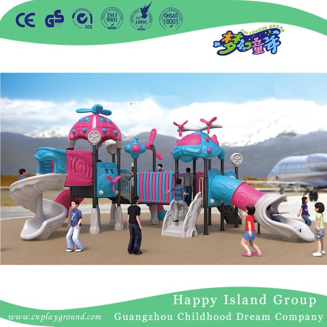 Im Freien neues blaues und rosafarbenes modernes Kind-Luftschiff galvanisierter Stahl-Spielplatz für Verkauf (HG-10501)