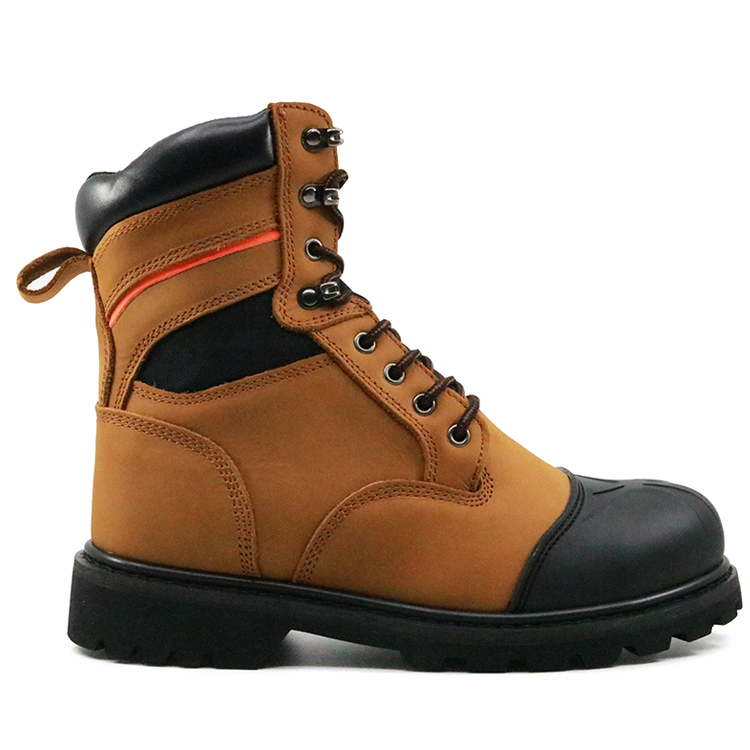 8 inch yellow nubuck leather rubber sole steel toe cap goodyear safety boots