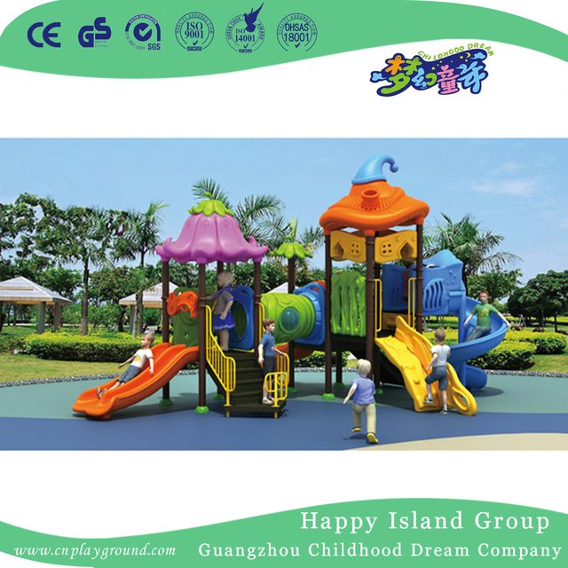 海洋动物儿童镀锌钢游乐场带双层圆柱滑梯 (HG-9802) 