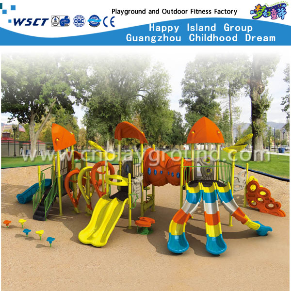 Multi-Slide Orange & Yellow Children Sea Breeze Spielplatz aus verzinktem Stahl (HA-03101)