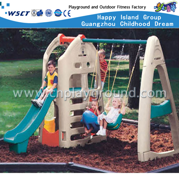 户外塑料玩具小型滑梯和秋千幼儿游乐场设备 (M11-09302)