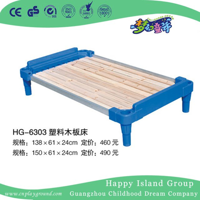 Vorschule Rustikale Holz Einzelbett mit Kunststoffbahre (HG-6303)