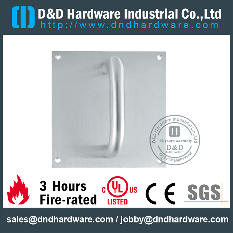 Perfil euro de mango de acero inoxidable 304 en placa cuadrada para puerta de acero-DDSP021