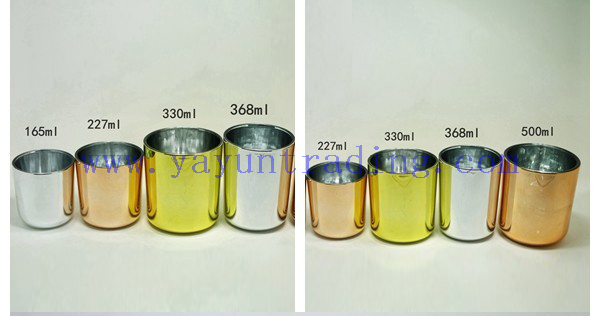 250ml 350ml 400ml 480ml Round Cylinder Black Glass Candle Jars with Copper Lids