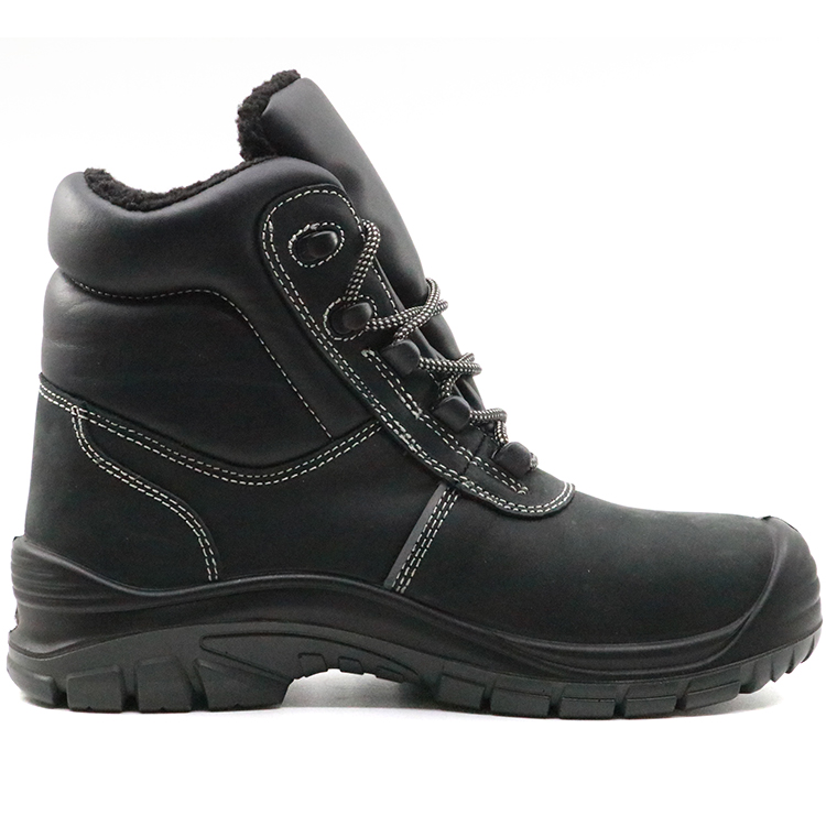 PU injection nubuck leather fur lining winter safety shoes steel toe cap