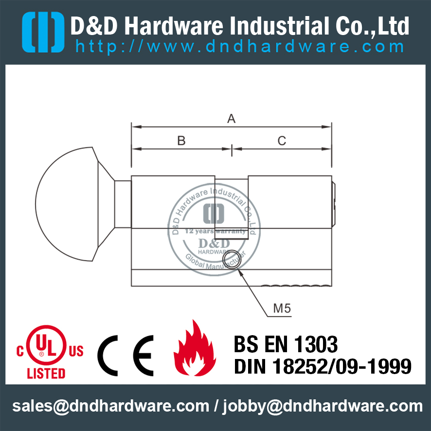 Chave de latão e cilindros de travamento de encaixe giratório-DDLC005