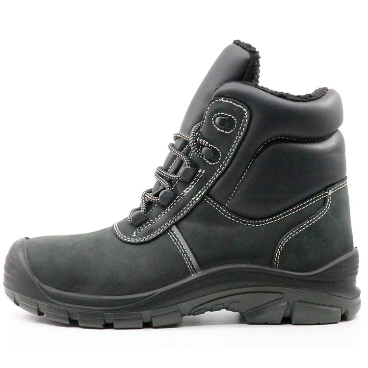 PU injection nubuck leather fur lining winter safety shoes steel toe cap