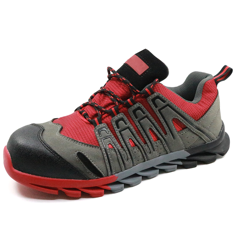 Red slip resistant fashionable women safety shoes sport