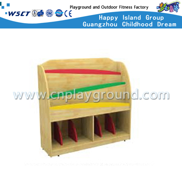 Schulkinder Bücherregal aus Holz mit Spielzeugschrank (M11-08713)