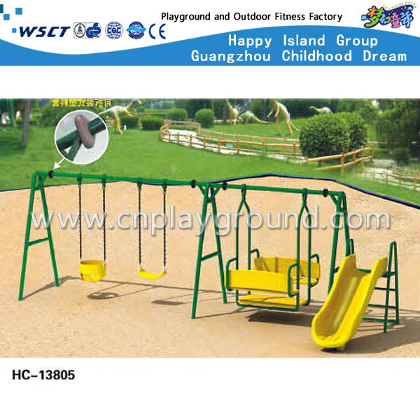  带滑梯的游乐园儿童秋千设备 (HC-13805)