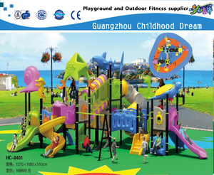 Großes Kinder-Tiermeeresbrise-Spielplatz-Set aus verzinktem Stahl mit Kunststoffrutschen-Ausrüstung (HC-8401)