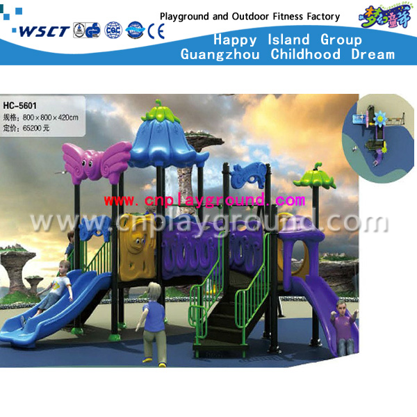 全新设计蓝紫色户外游乐结构户外儿童游乐场套装(HC-05601)