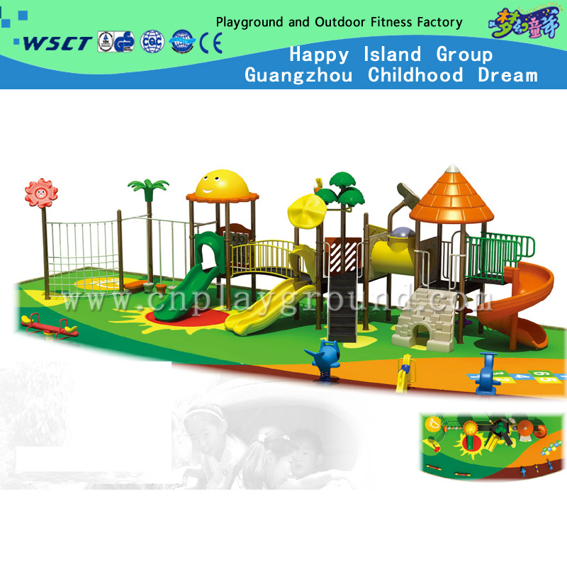 Großer Kinderspielplatz aus verzinktem Stahl für Kinder im Freien mit Rutschenausrüstung (HD-3001)