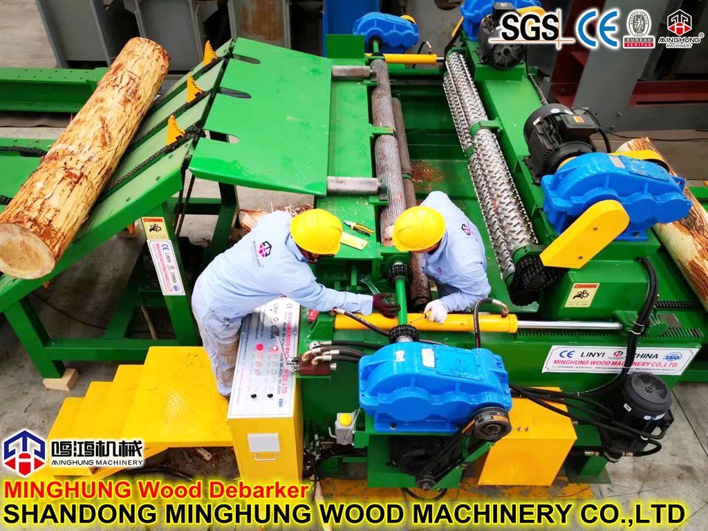 China Wood Log Debarker dengan Penghancur Limbah