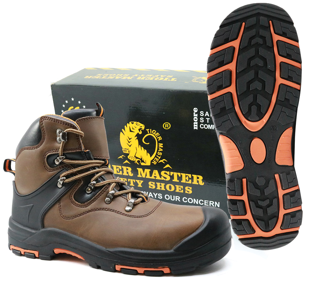 Heat resistant anti static steel toe leather safety boots for work