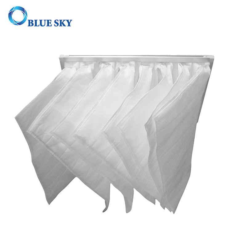 Bolsa de filtro de aire de eficiencia G4 de bolsillo de fibra sintética blanca de 295*592*380mm para sistema de ventilación acondicionado