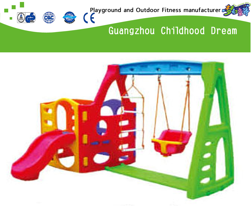  Kids Outdoor Small Plastic Swing Set mit Rutsche Spielplatz (M11-09402)