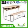 Cheap Wholesale School Furniture Classroom Table Double Desk with Long Bench