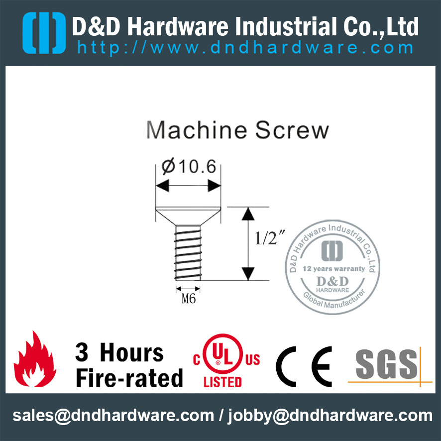 Tornillo de máquina SS304 para bisagras y puertas metálicas - DDSR004-M6x12