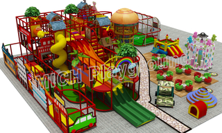 Casa de juegos de interior de niños con grandes diapositivas
