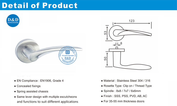 Pintu Eksternal Padat Tuas Handle-DDSH001-D & D Hardware