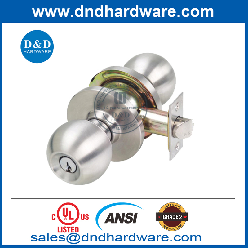 UL ระบุว่า UL 10C Zinc Alloy ANSI Fire Fire ได้รับการจัดอันดับกระบอกสูบท่อลูกบิด Lockset-DDLK012