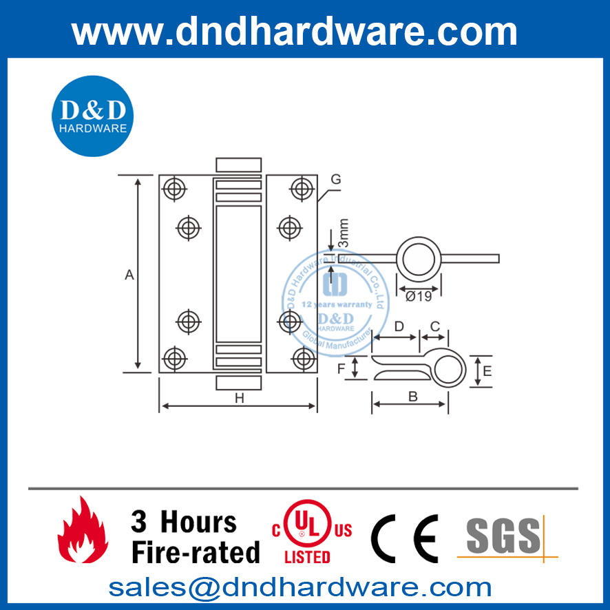 Stainless Steel Single Action Spring Loaded Engsel-DDSS037