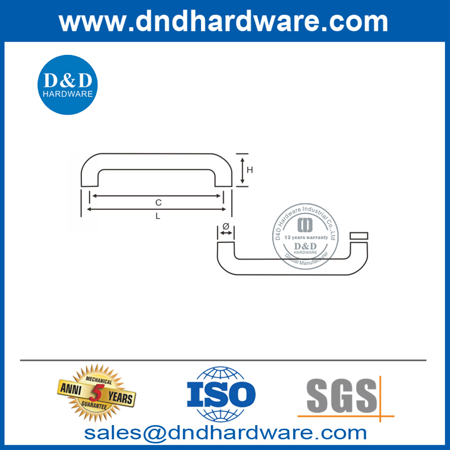 Segurança de quatro manivelas de aço inoxidável chuveiro banheiro puxador puxador-DDPH018