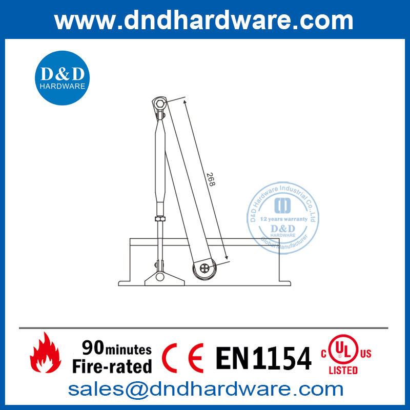 UL认证铝制自动调节重型防火门闭门器-DDDC018