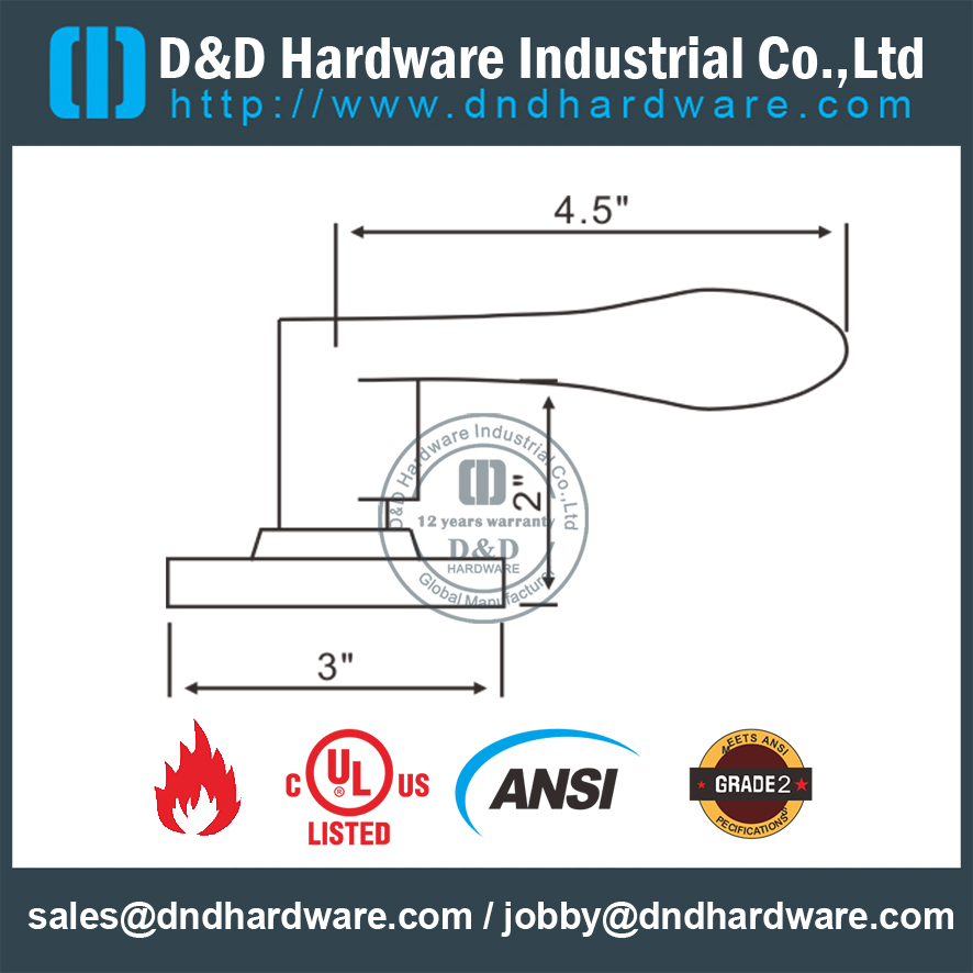 UL Zinc Alloy Fire Rated ANSI Grade 2 American Standard Tubular Lock-Set-DDLK010