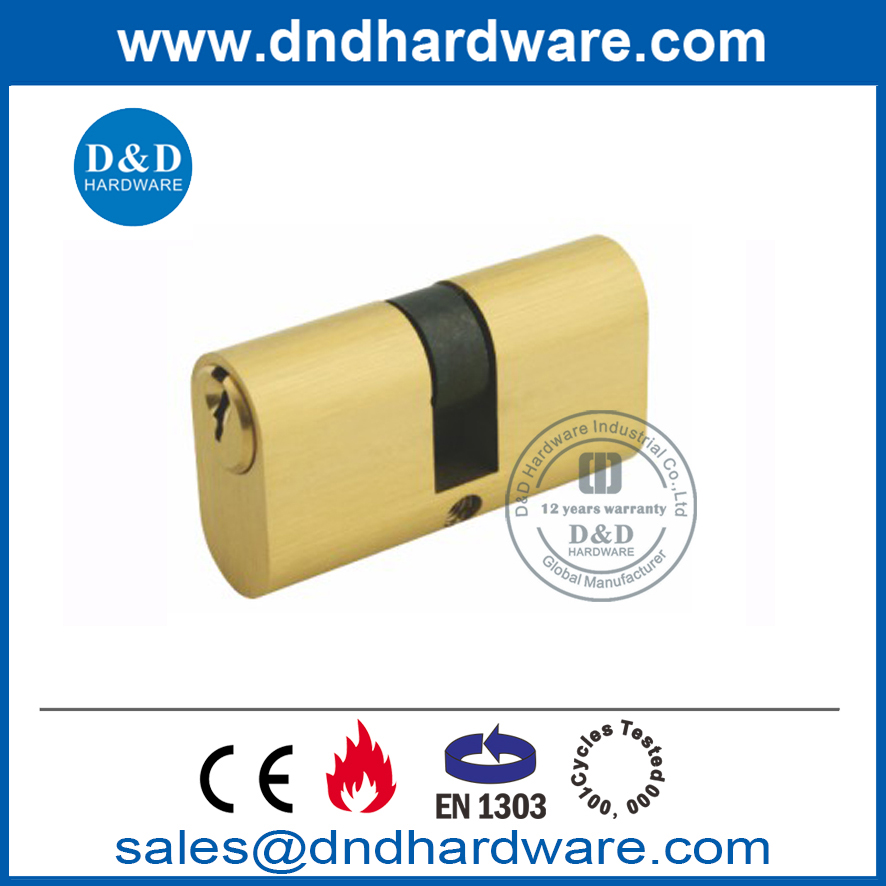 Cilindro doble ovalado de latón euro para puerta de madera-DDLC008