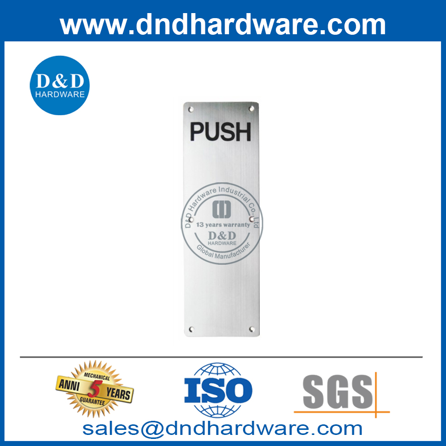 Placa de sinalização push tipo redondo de aço inoxidável para porta externa-DDSP006